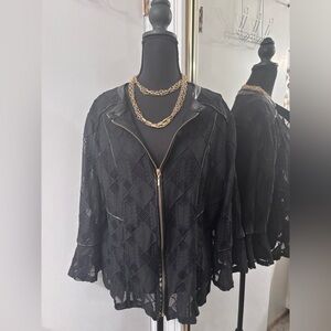 INC Woman’s Black Lace Chic Bomber Jacket